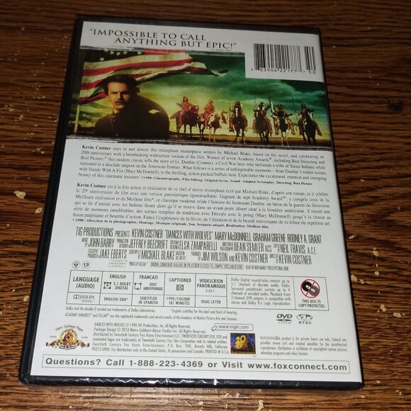 Dances With Wolves (DVD, 2010, Widescreen) (unopened) Kevin Costner - Picture 2 of 3